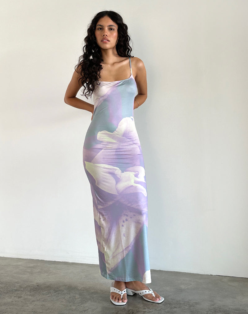 Norila Cami Maxikleid in Flieder mit Orchideenblüten