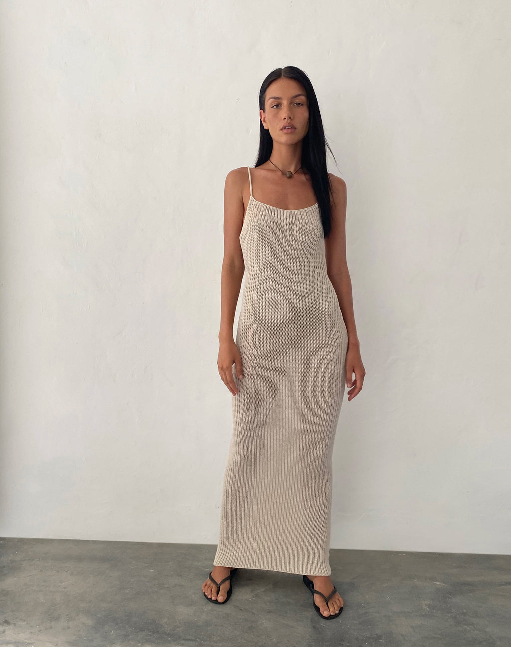 Norila Maxikleid aus Strick in Neutral