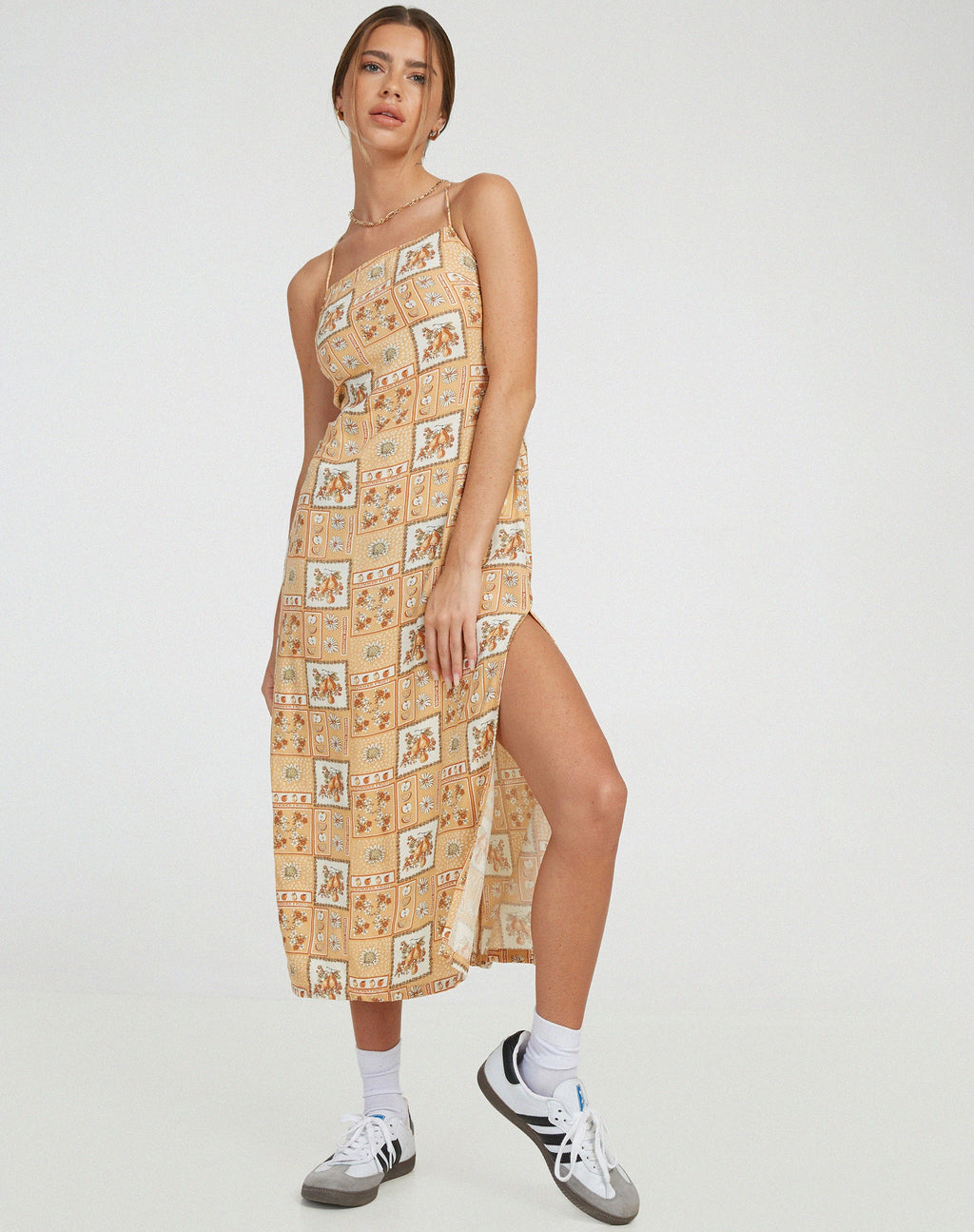 Nosita Midikleid mit Picknick-Print Braun
