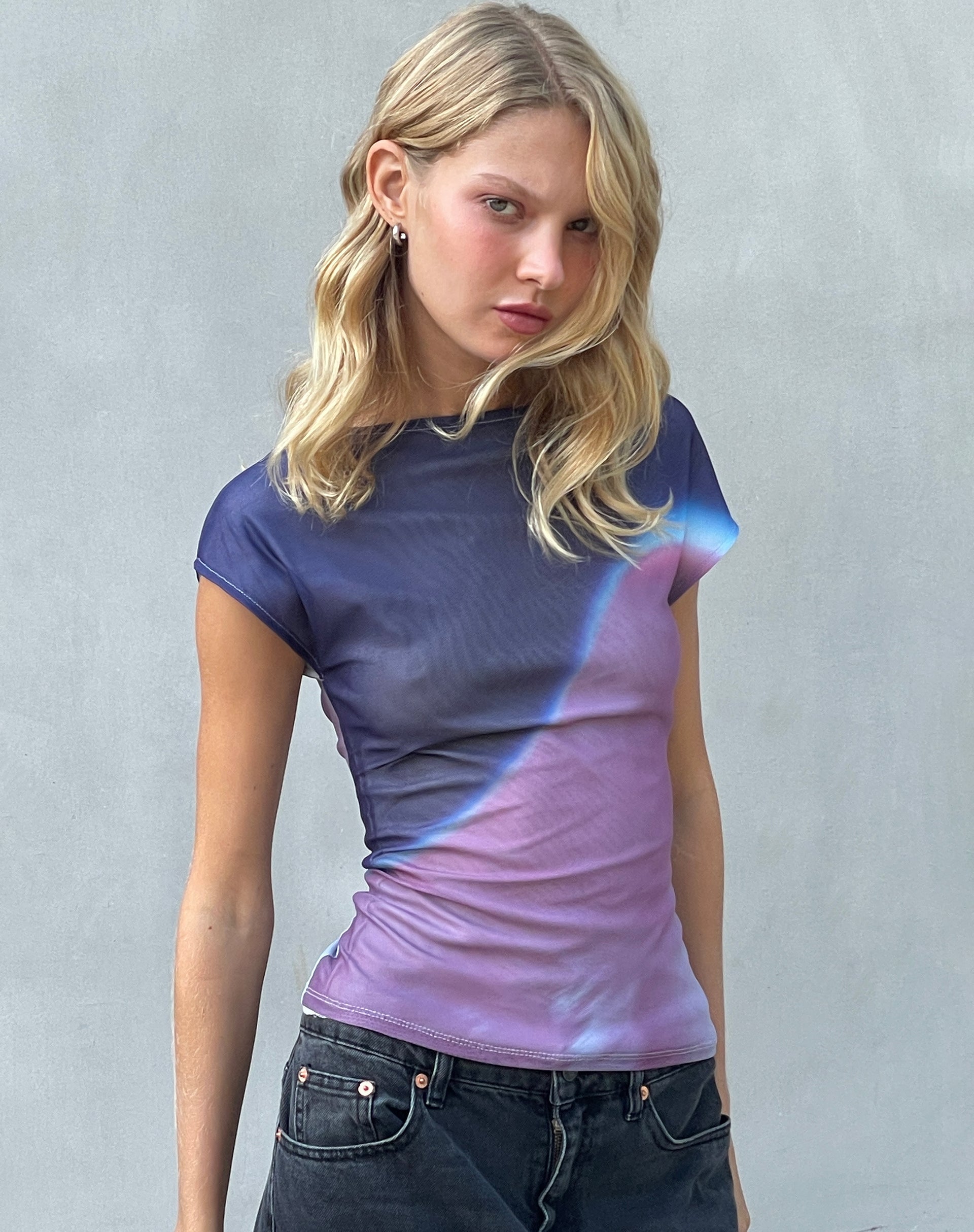 Image of Nova Top in Mesh Pink Digi Gradient Print