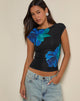 Image of Nova Top in Aquarell Blume Blau