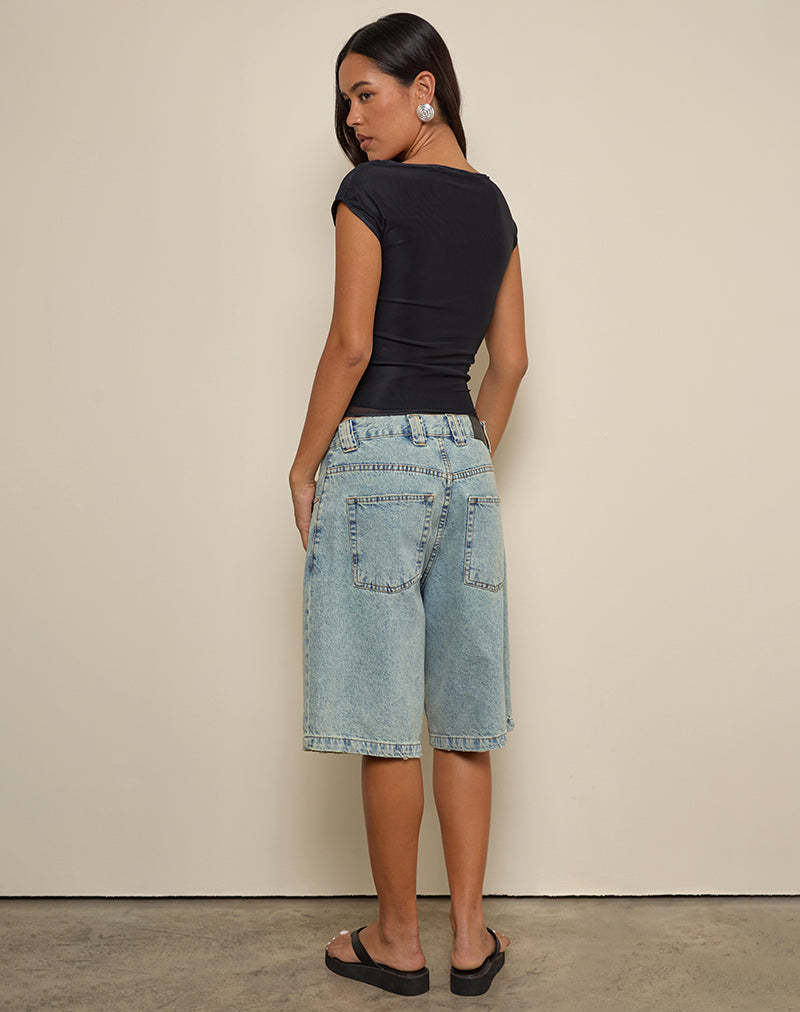 Image of Nova Top in Aquarell Blume Blau