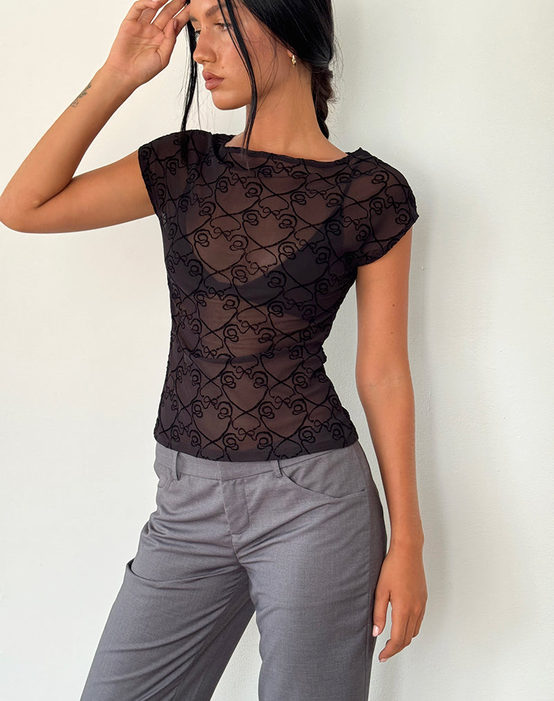 Image of Nova Top in Schwarz Queen of Heart Flock