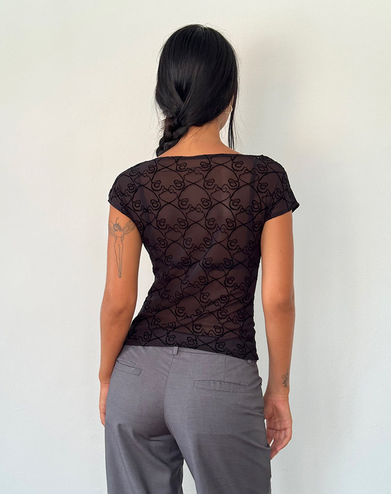 Image of Nova Top in Schwarz Queen of Heart Flock