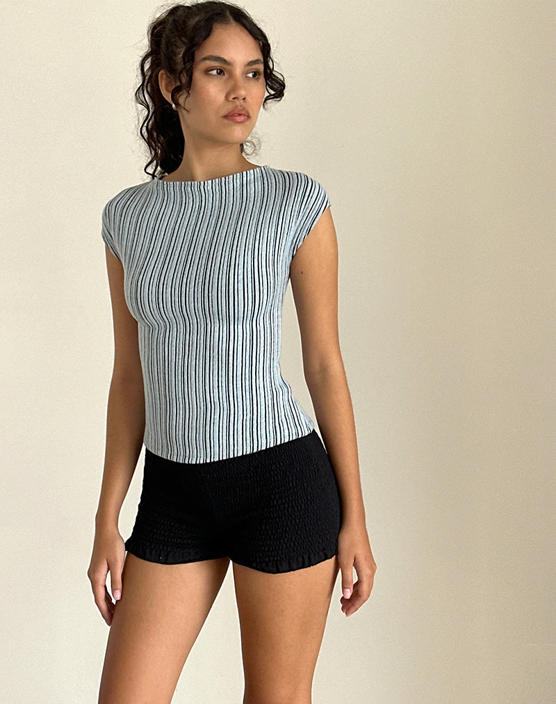 Image of Nova Top in Jersey Blau und Schwarz gestreift