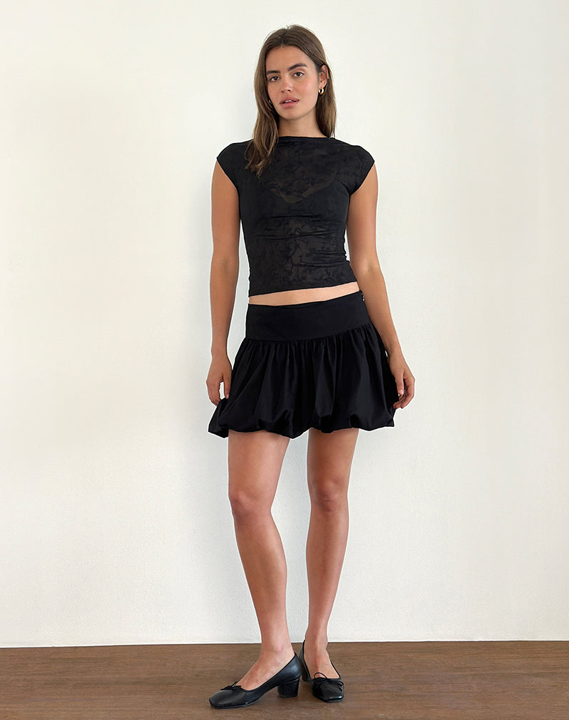 Image of Nova Top in Flower Mesh Schwarz