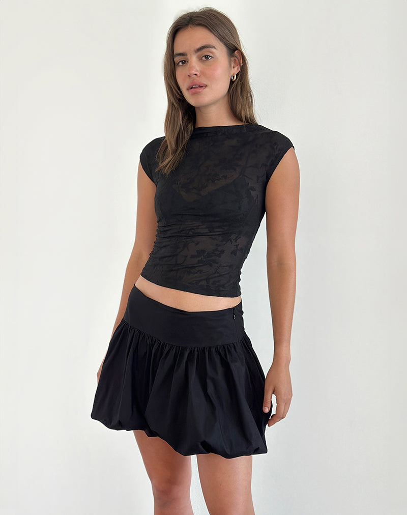 Image of Nova Top in Flower Mesh Schwarz
