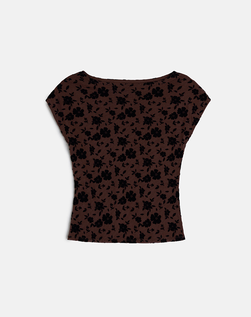 Image of Nova Top in Garden Floral Braun