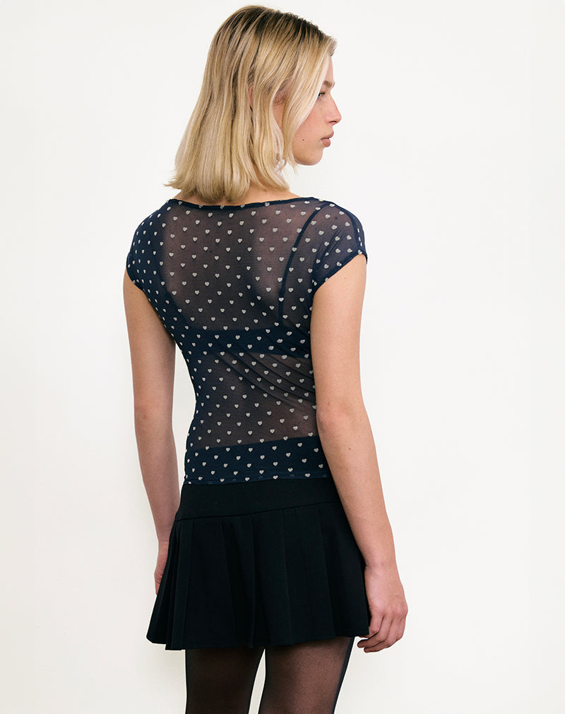 Image of Nova Top in Herzflock Navy und Gelb