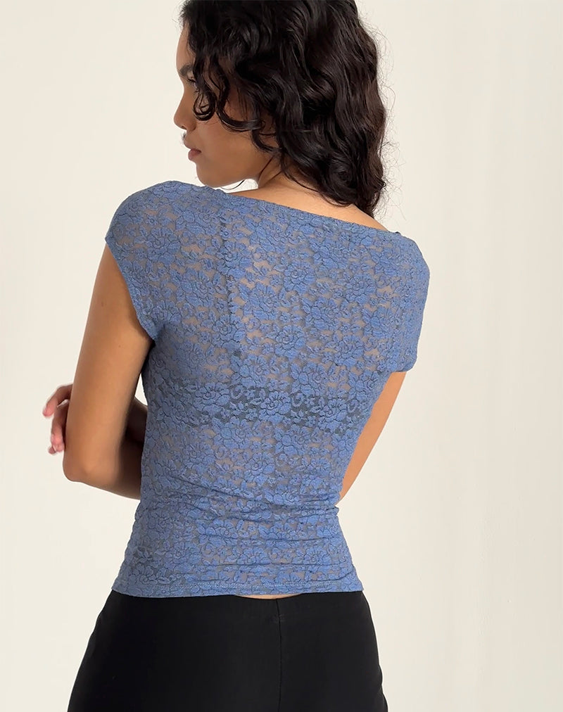 Image of Nova Top aus mondscheinblauer Spitze