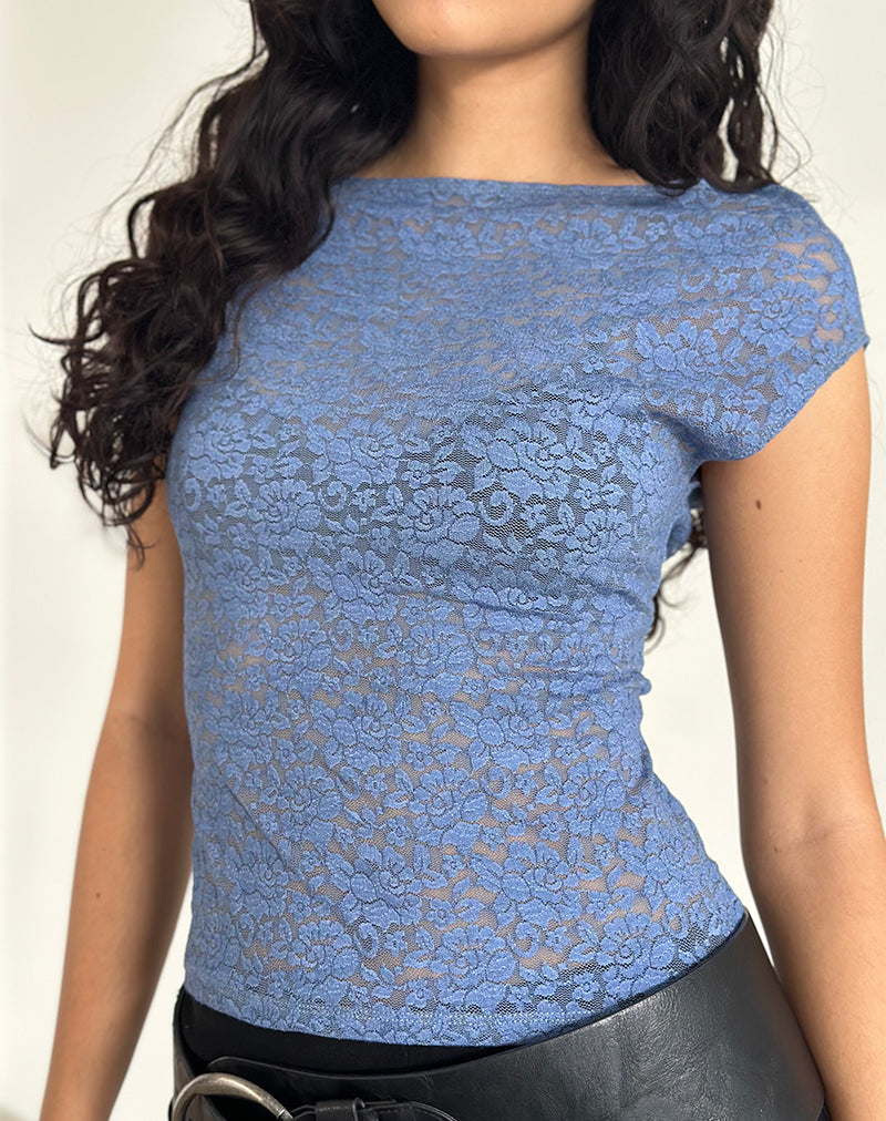 Image of Nova Top aus mondscheinblauer Spitze