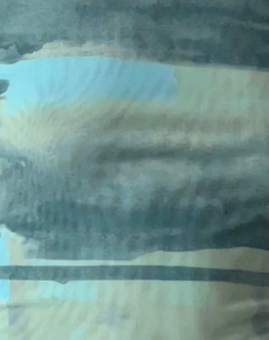 MOTEL X JACQUIE Nova Top in Mesh Grün und Blau Abstrakte Farbe Pinsel