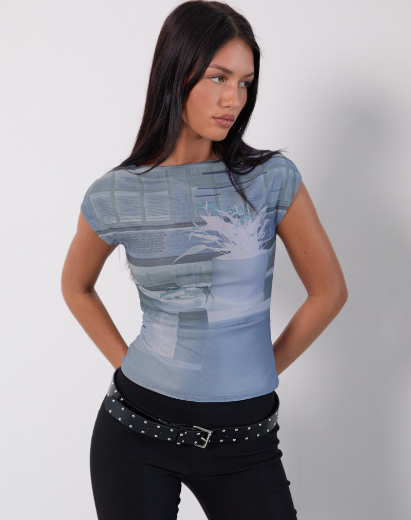 Nova Top in Parlour Print Blau