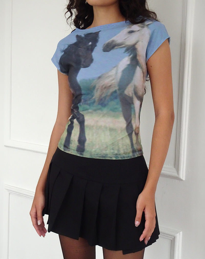 Image of Nova Top Mesh mit Pferdedruck