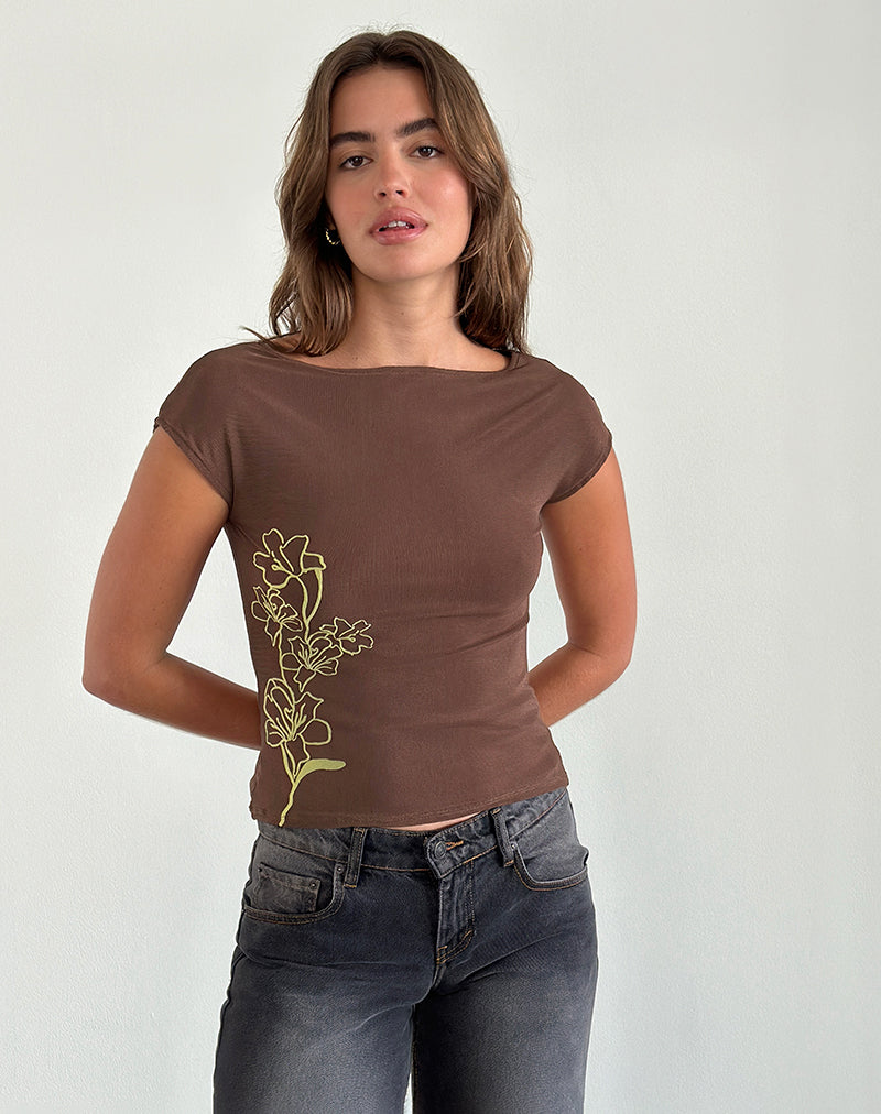 Image of Nova Top in Mono Flower Flock Braun