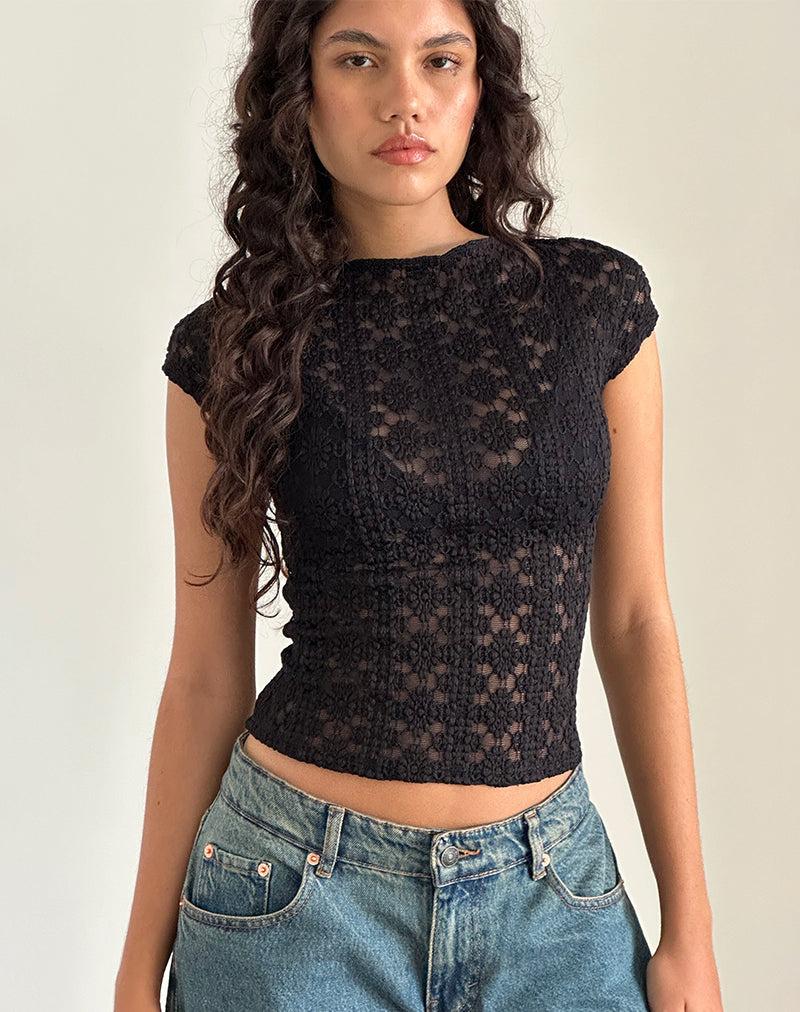 Image of Nova Top in Regal Lace Schwarz