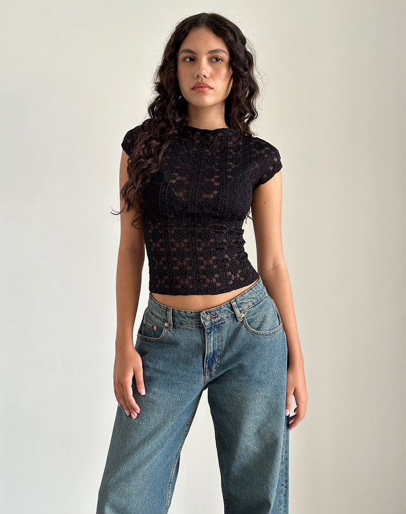 Image of Nova Top in Regal Lace Schwarz