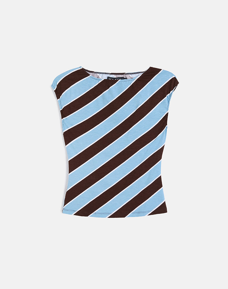 Image of Nova Top in Retro Stripe Blau