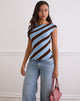 Image of Nova Top in Retro Stripe Blau