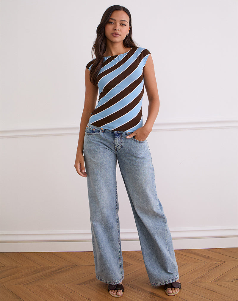 Image of Nova Top in Retro Stripe Blau