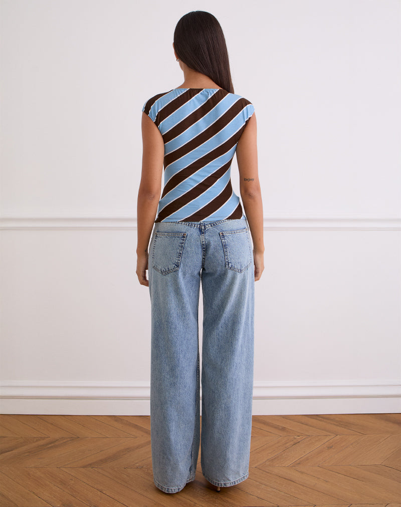 Image of Nova Top in Retro Stripe Blau