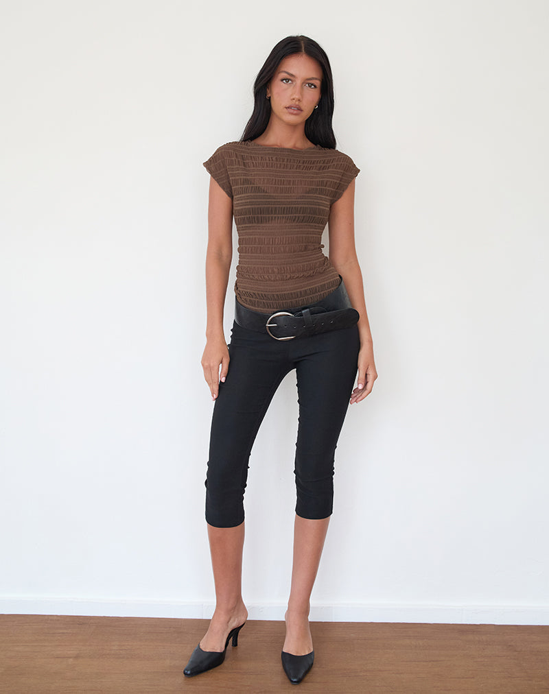 Image of Nova Rüschen-Top aus Mesh Chocolate