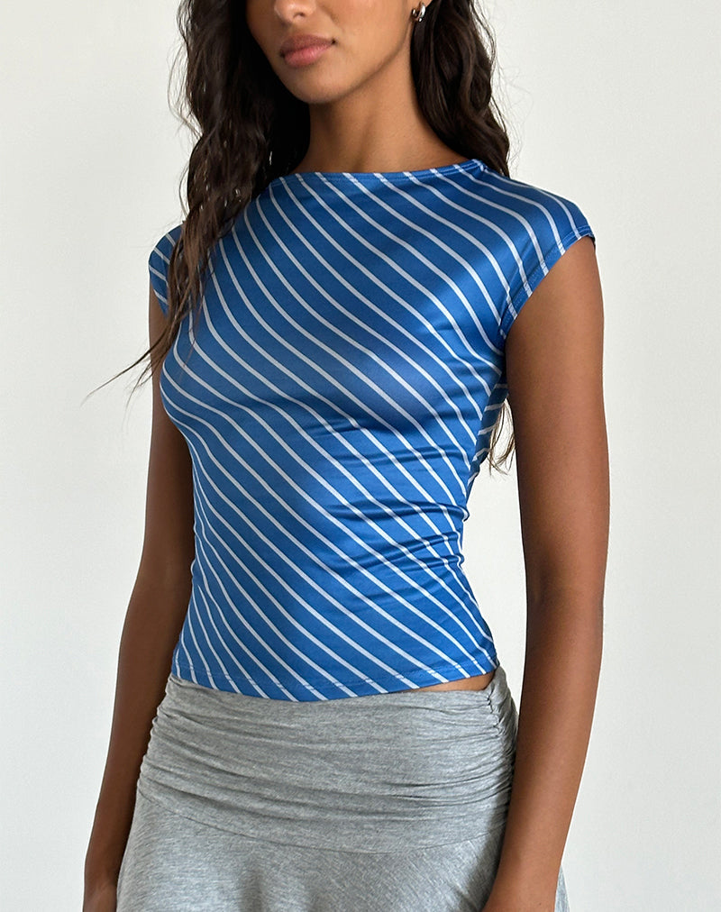 Bild von Nova Slinky Top in Blau Diagonalstreifen