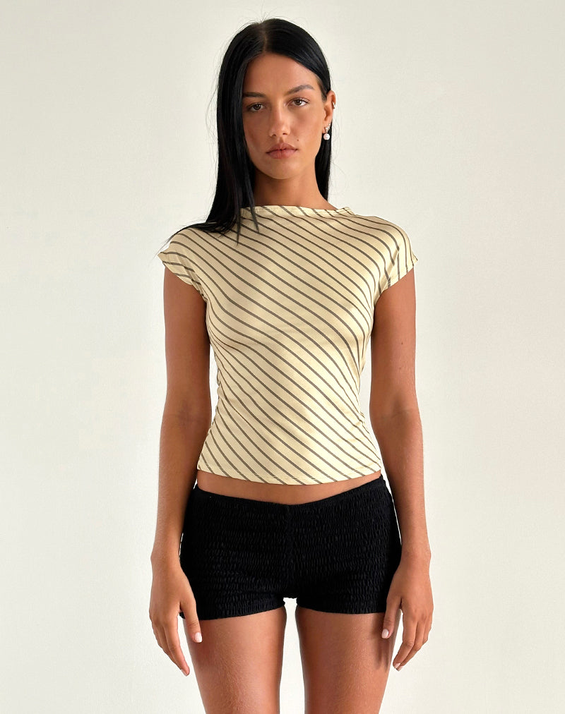 Nova Slinky Top in Gelb mit diagonalen Streifen