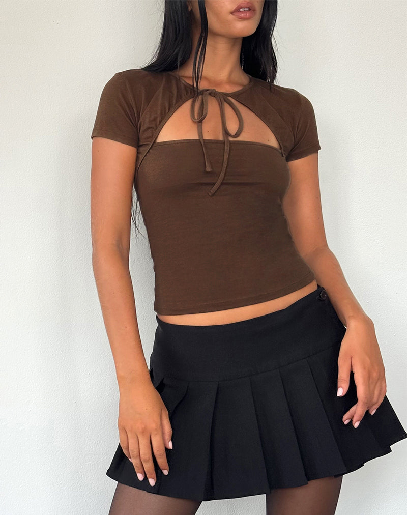Novalie Tie Front Top in Kakao