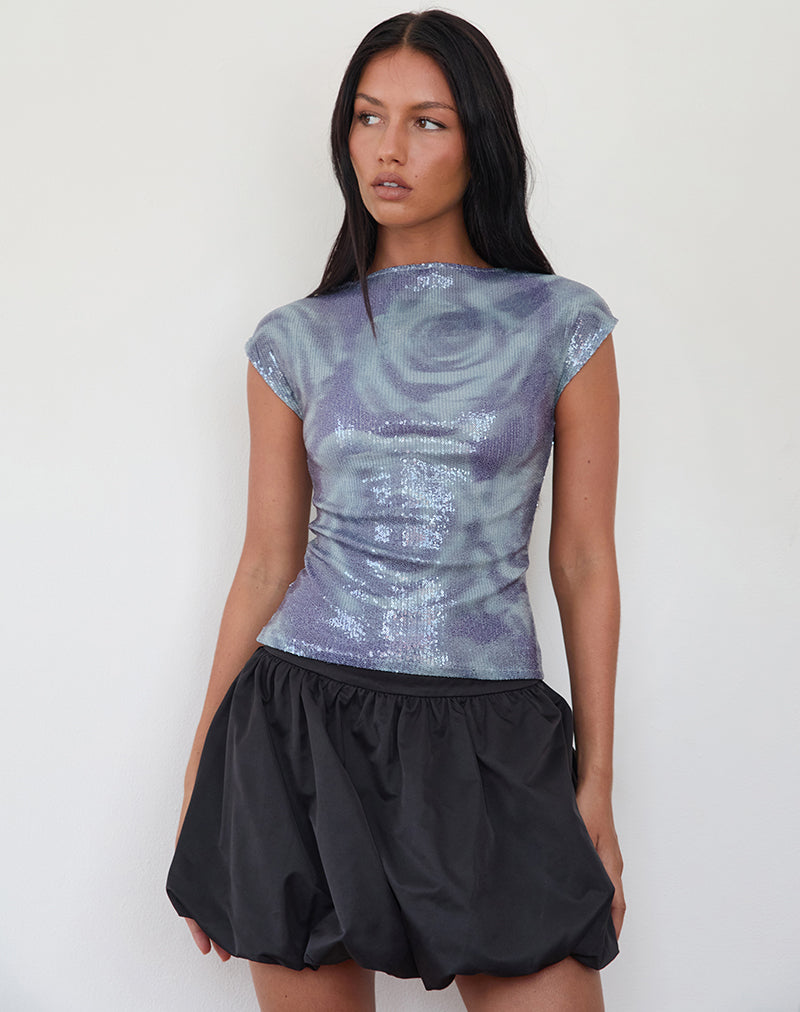 Novaria Top aus Pailletten Abstrakt Rose Grau