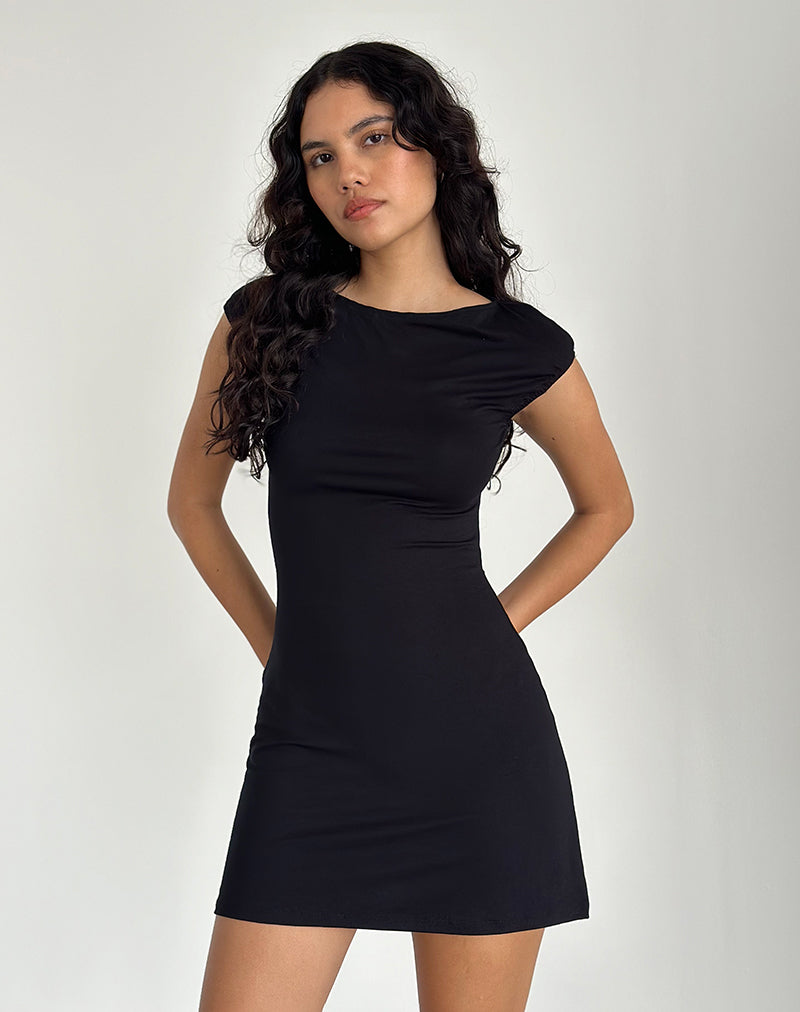 Image of Novaya Minikleid Jersey in Schwarz