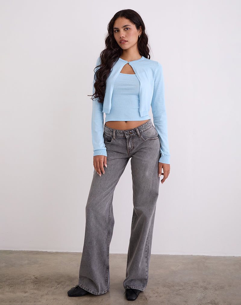 Image of Nuha Gerippte Strickjacke in Blau