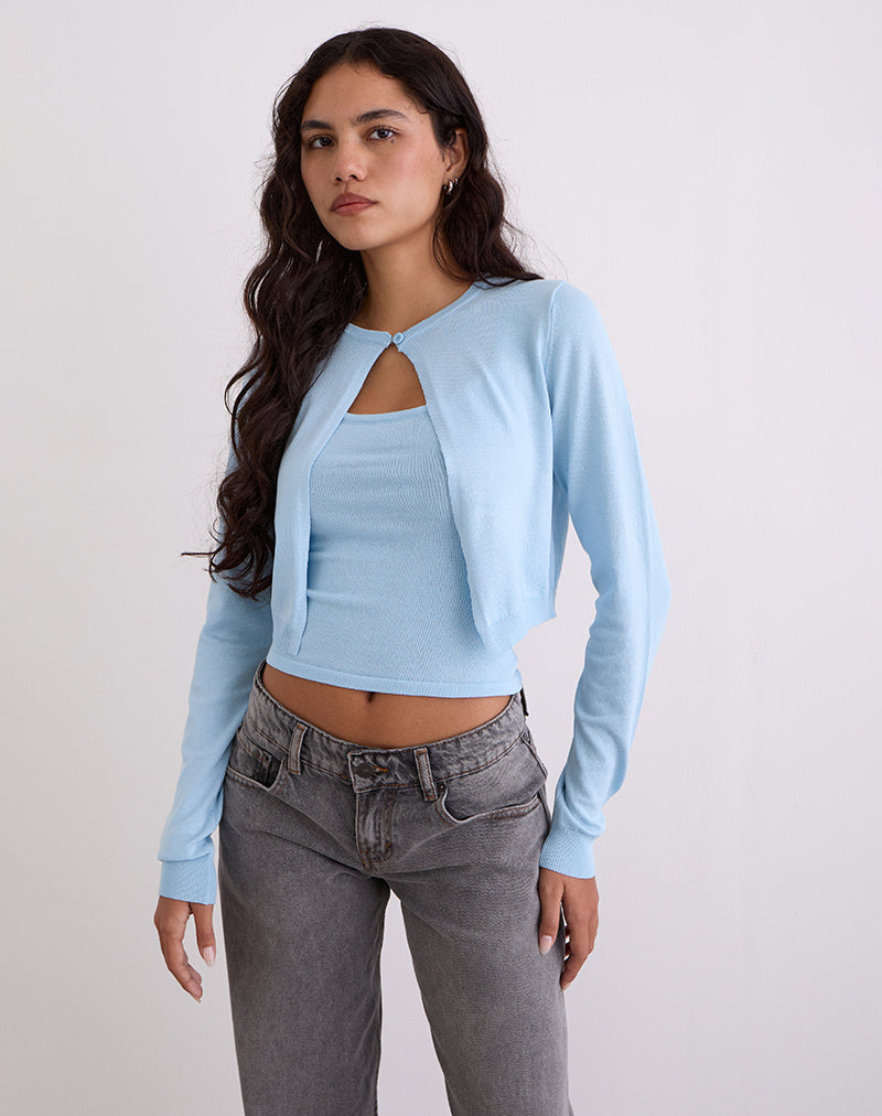 Image of Nuha Gerippte Strickjacke in Blau