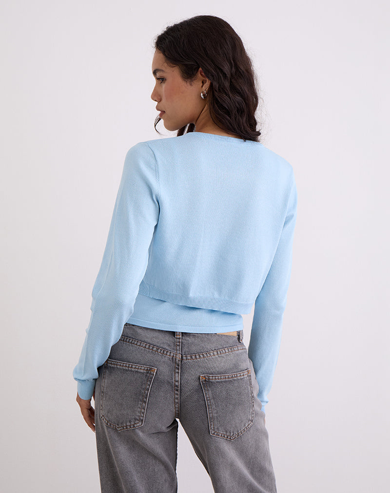 Image of Nuha Gerippte Strickjacke in Blau