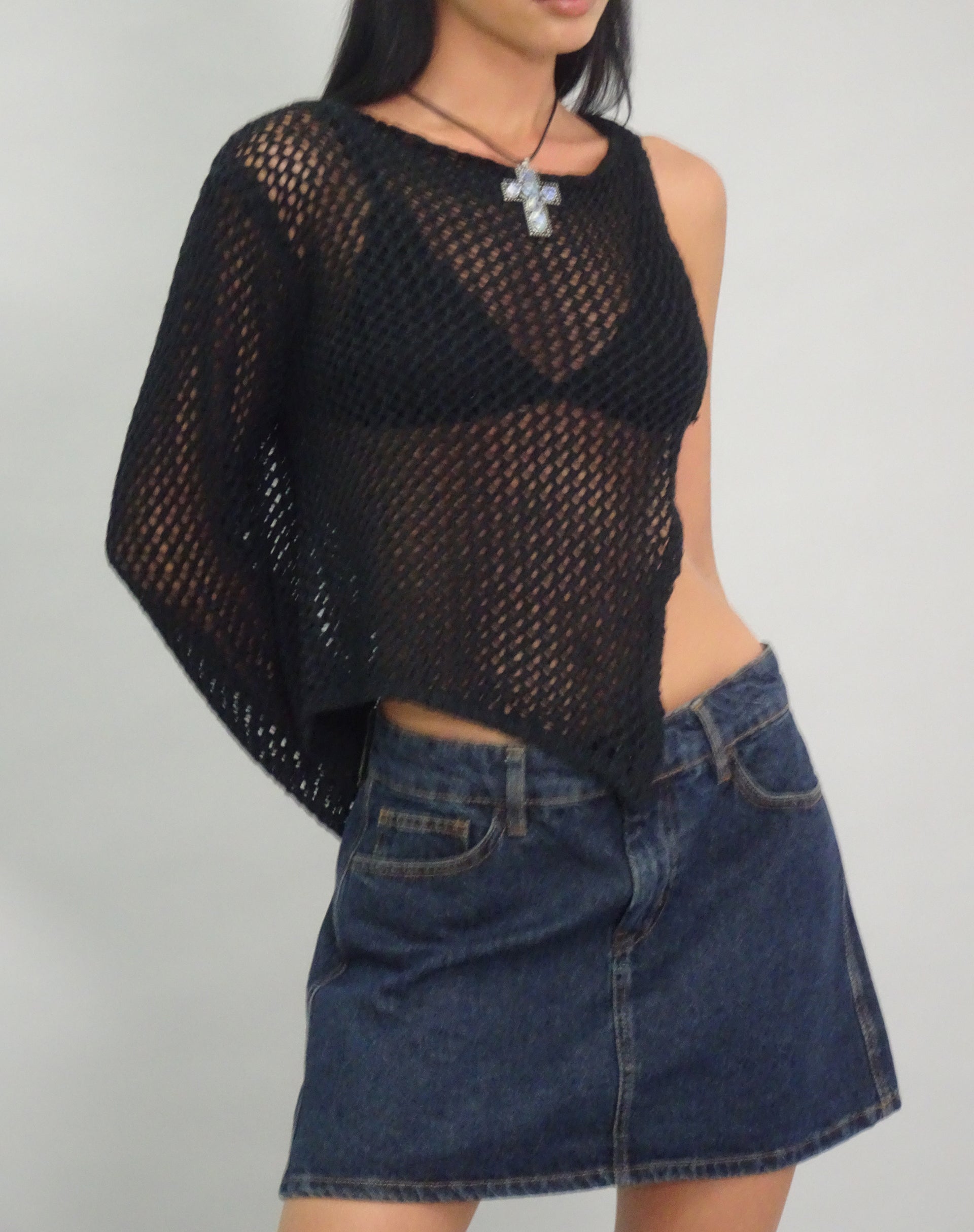 Bild von Mini-Rock in A-Linie aus Denim Indigo