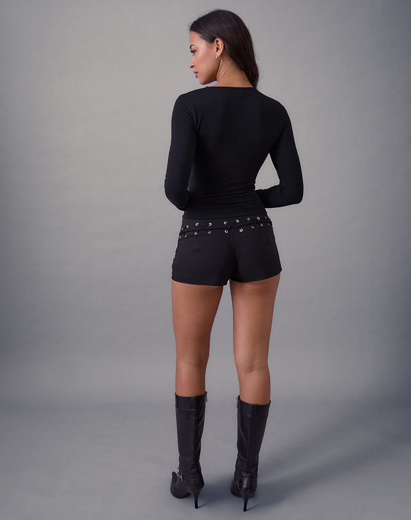 Image of Linaya Lace Up Hot Pant in Tailoring Schwarz