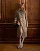 Image of Norciel Longline Mantel in Karo Braun mit Fellkragen