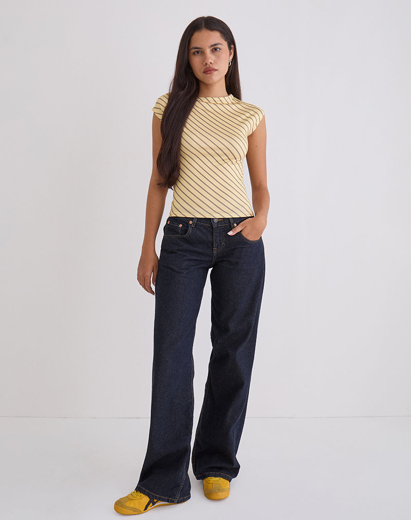 Nova Slinky Top in Gelb mit diagonalen Streifen