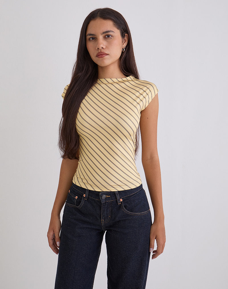Bild von Nova Slinky Top in Gelb Diagonalstreifen