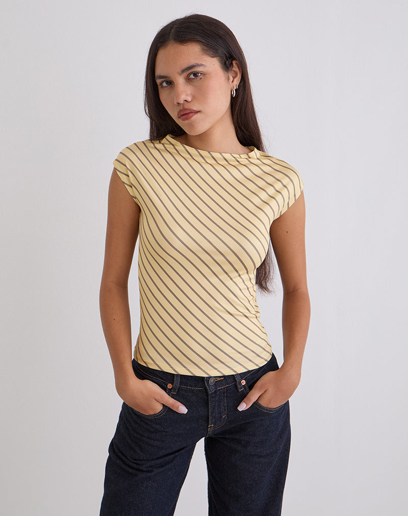 Nova Slinky Top in Gelb mit diagonalen Streifen