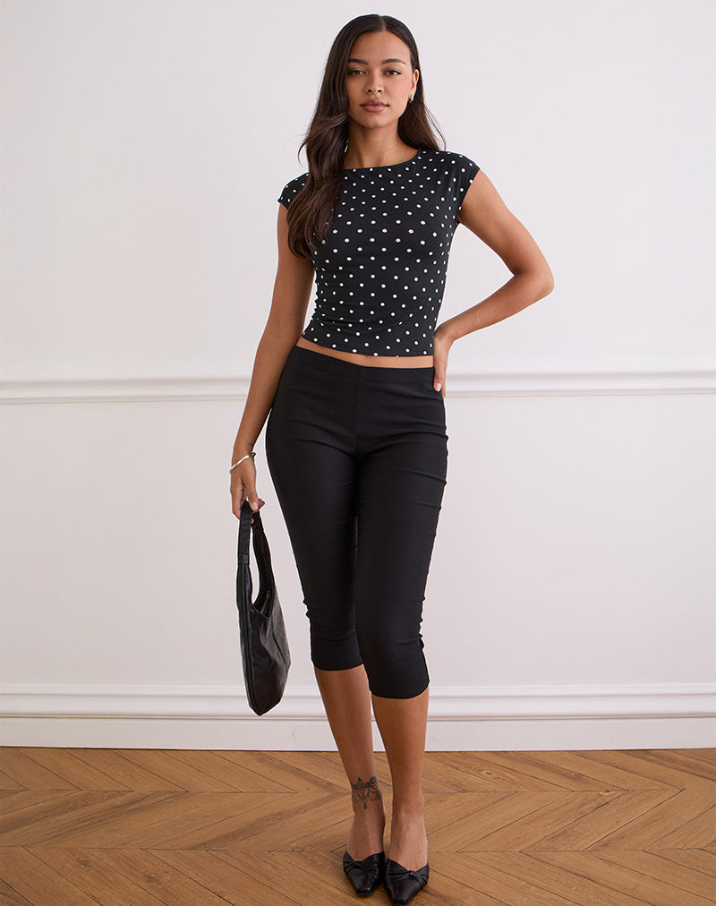 Nova Top aus schwarzem Polka-Jersey
