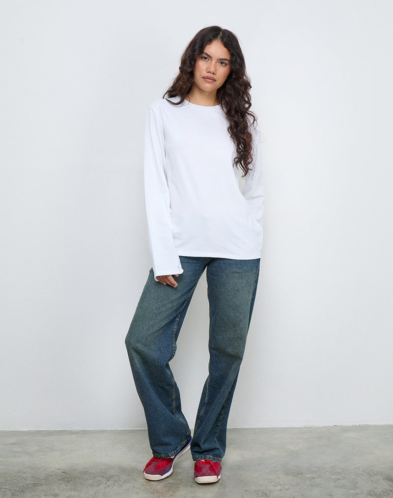 Image of OB Oversized Langarm-Top in Weiß