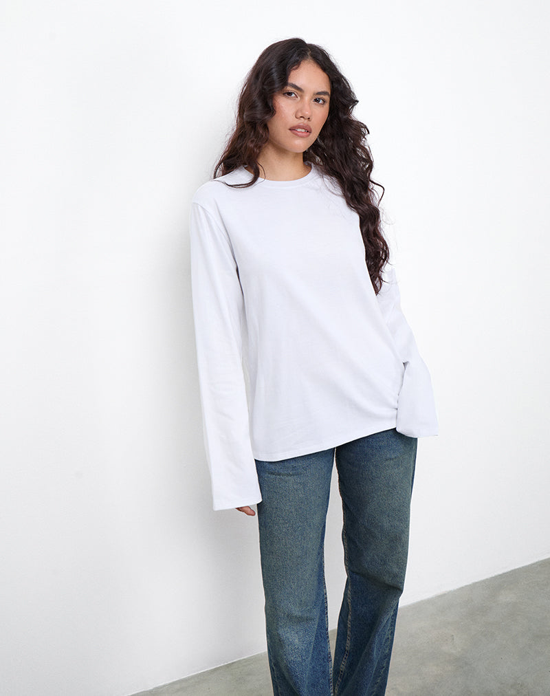 OB Oversized Langarm-Top in Weiß