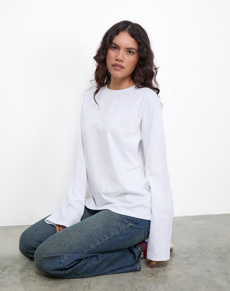 OB Oversized Langarm-Top in Weiß