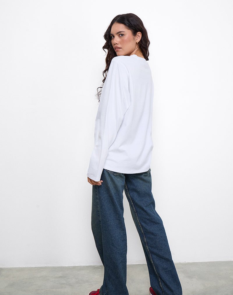Image of OB Oversized Langarm-Top in Weiß