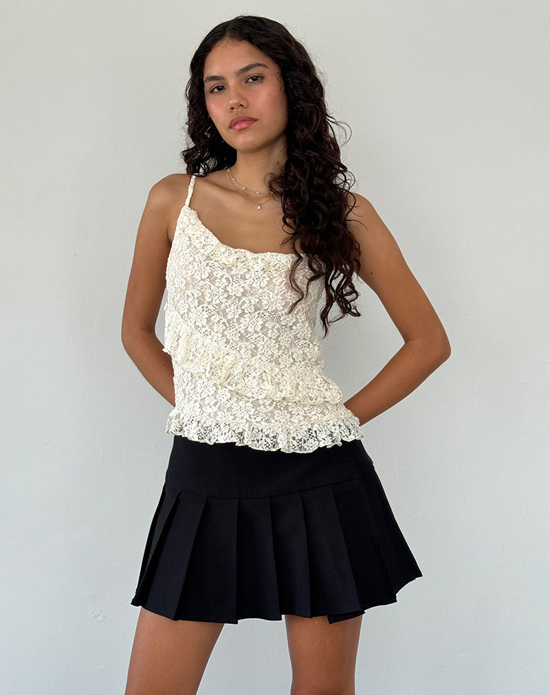 Octavia Asymmetrisches Cami-Top aus Spitze in Elfenbein