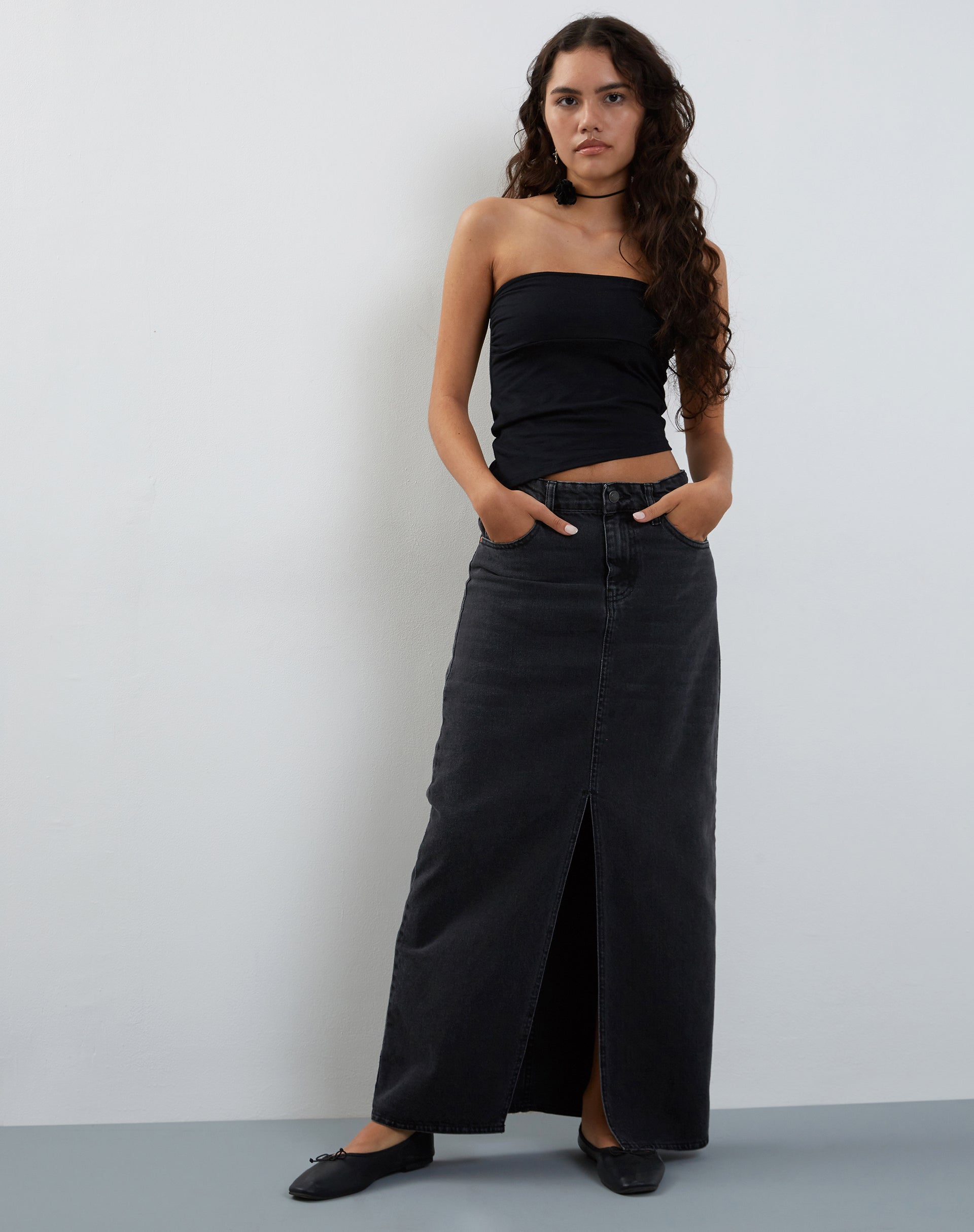Bild von Minase Asymmetrisches Bandeau-Top in Schwarz