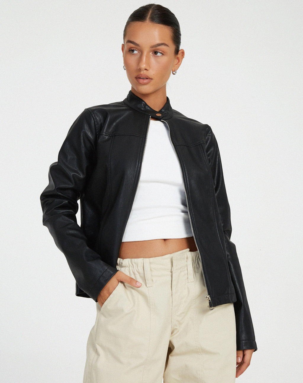 Olivia Jacke aus PU Schwarz