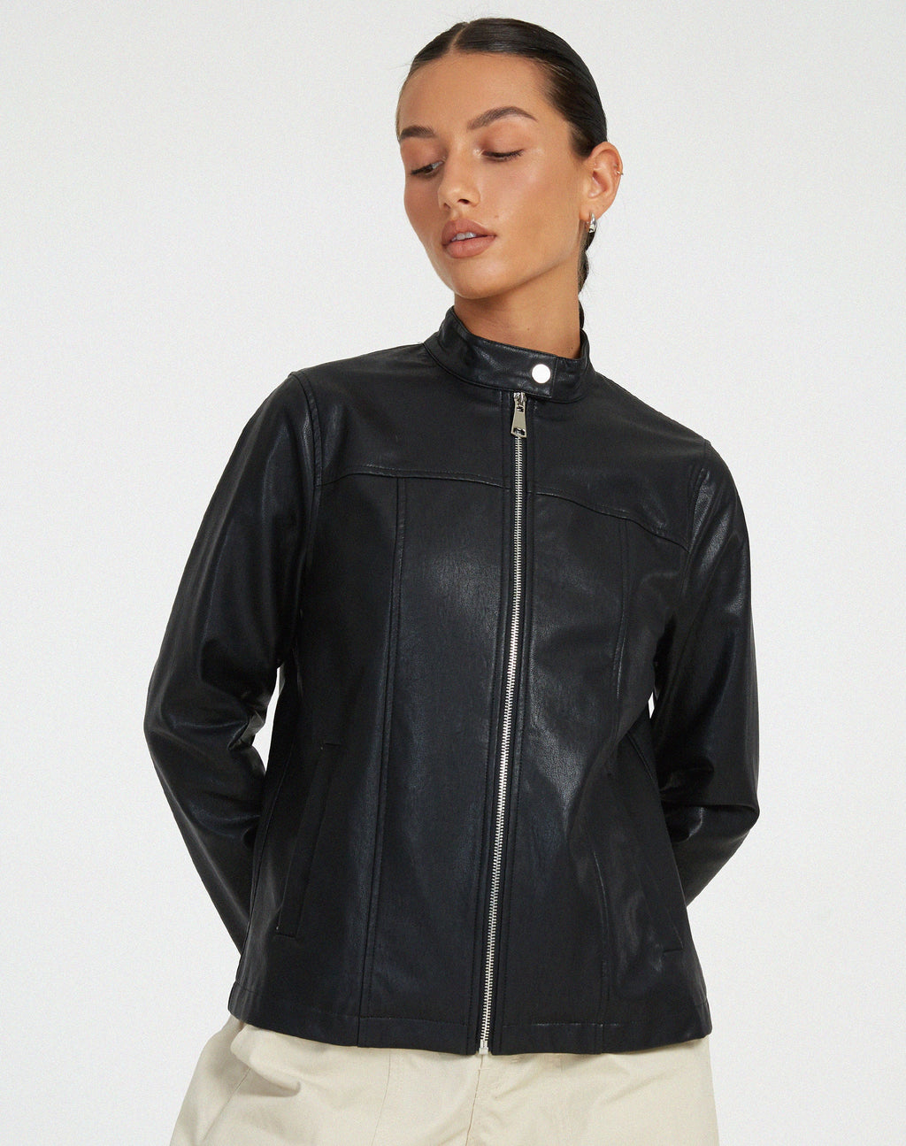 Olivia Jacke aus PU Schwarz