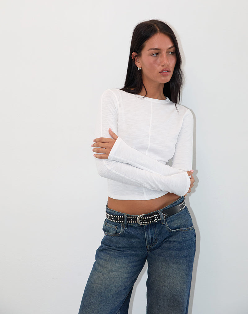 Image of Olson Langarm-Top in Slub Ivory